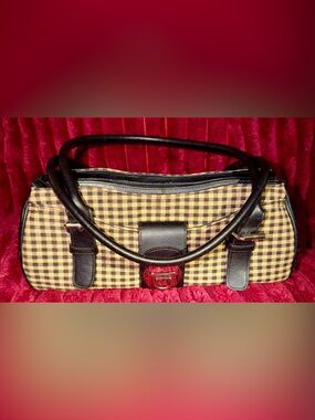 Longaberger Checked Messenger Bag with Black Trim